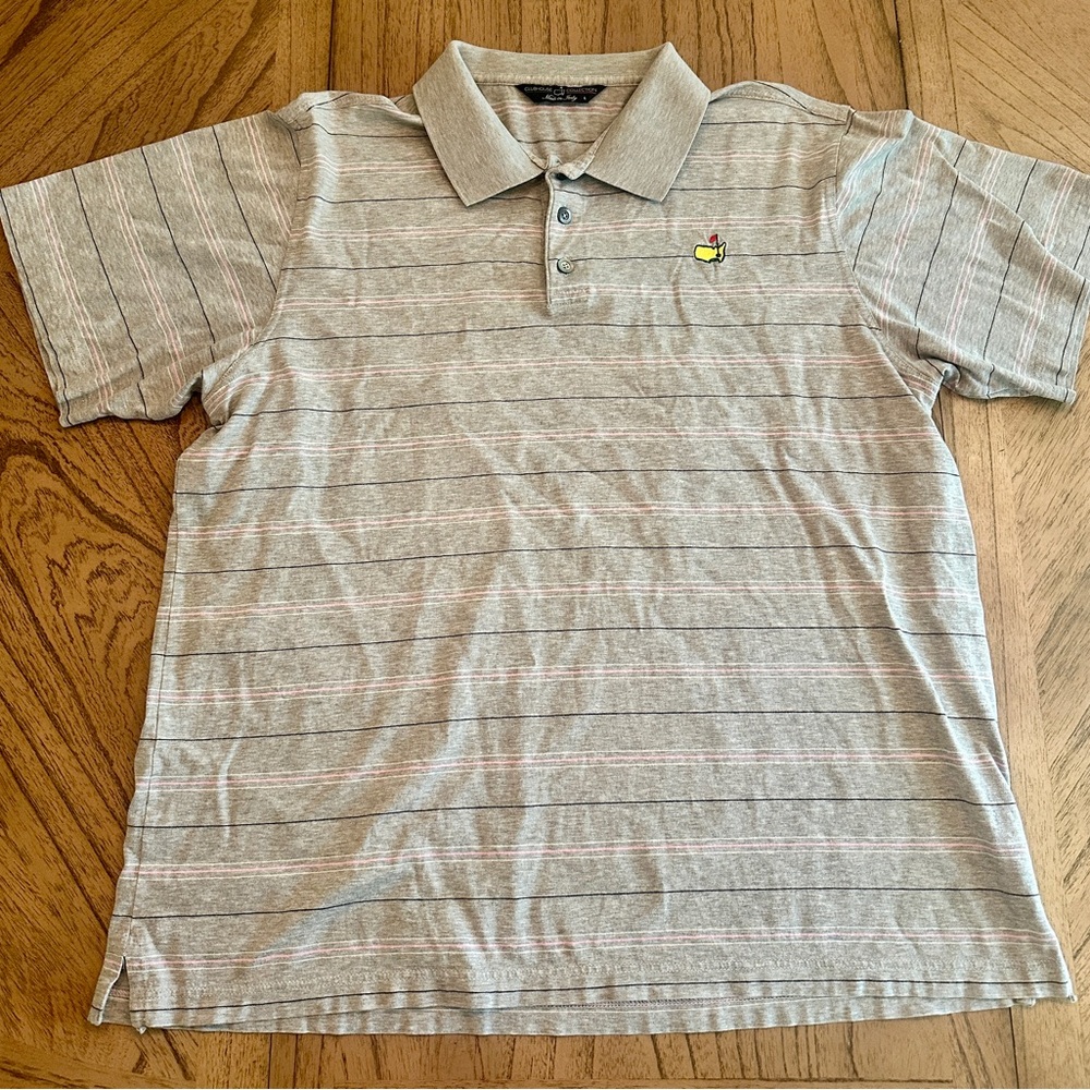 Clubhouse Collection‎ Polo Shirt Men's L gray & white The Masters made in Italy